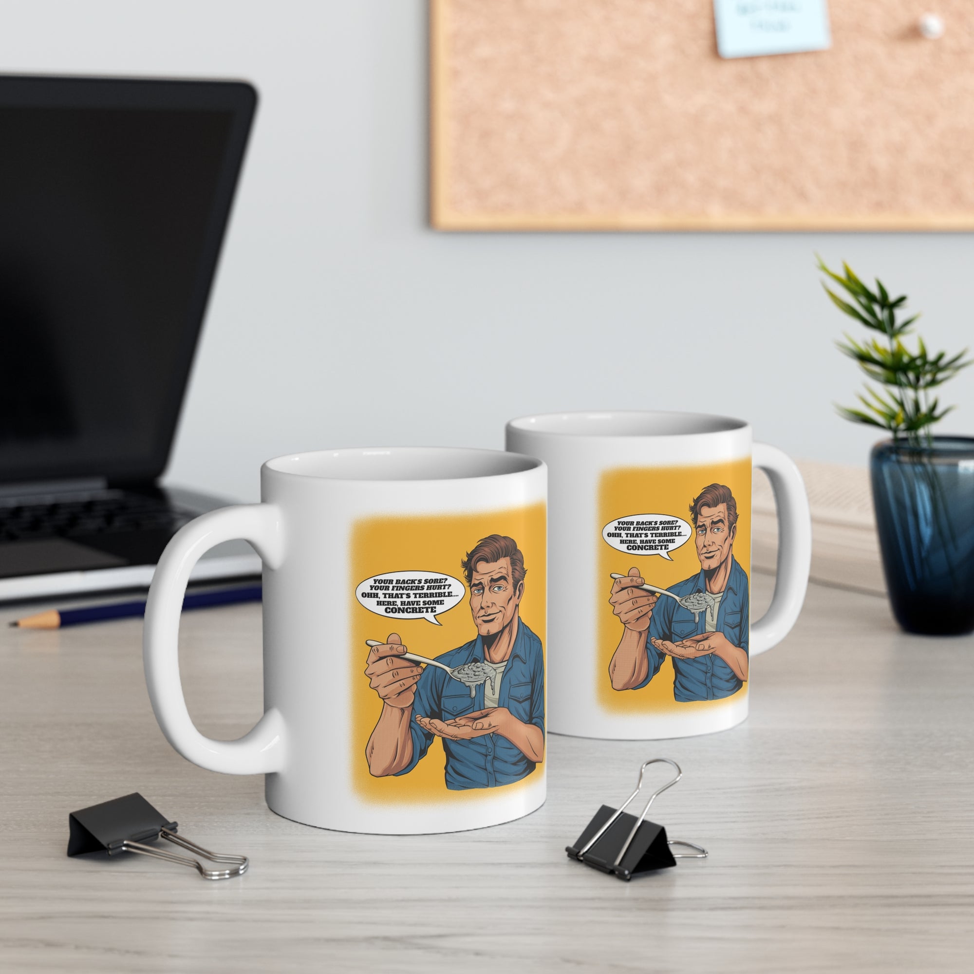 Have Some Concrete coffee mugs on a desk